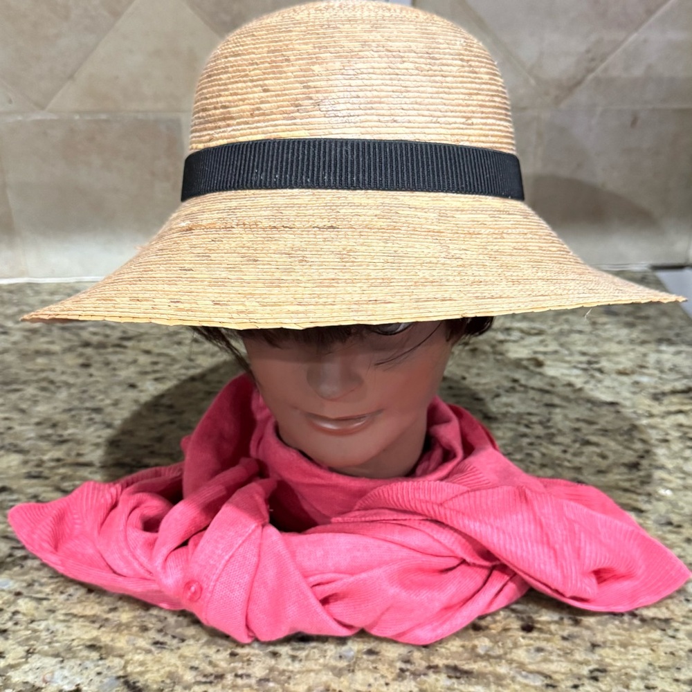 Tula Straw Sun Hat with Black Band, Austin Texas, One Size, Made in Mexico